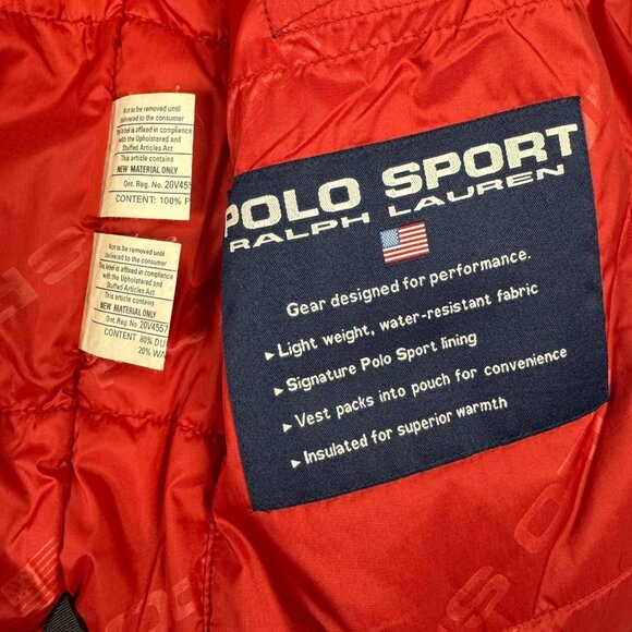 Vintage Polo Sport Ralph Lauren Down Puffer Vest Men Size L Black (24x24”) Basic - Picture 10 of 12